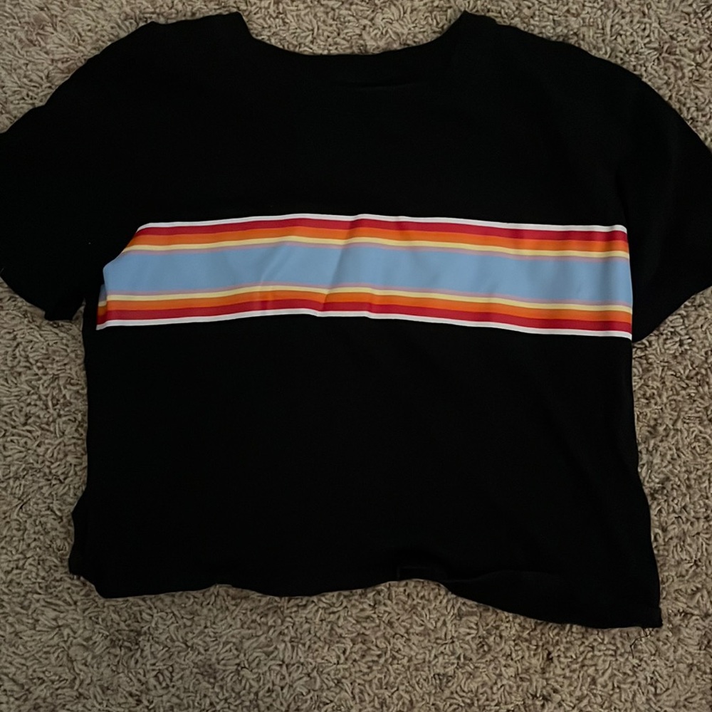 Rainbow black crop top